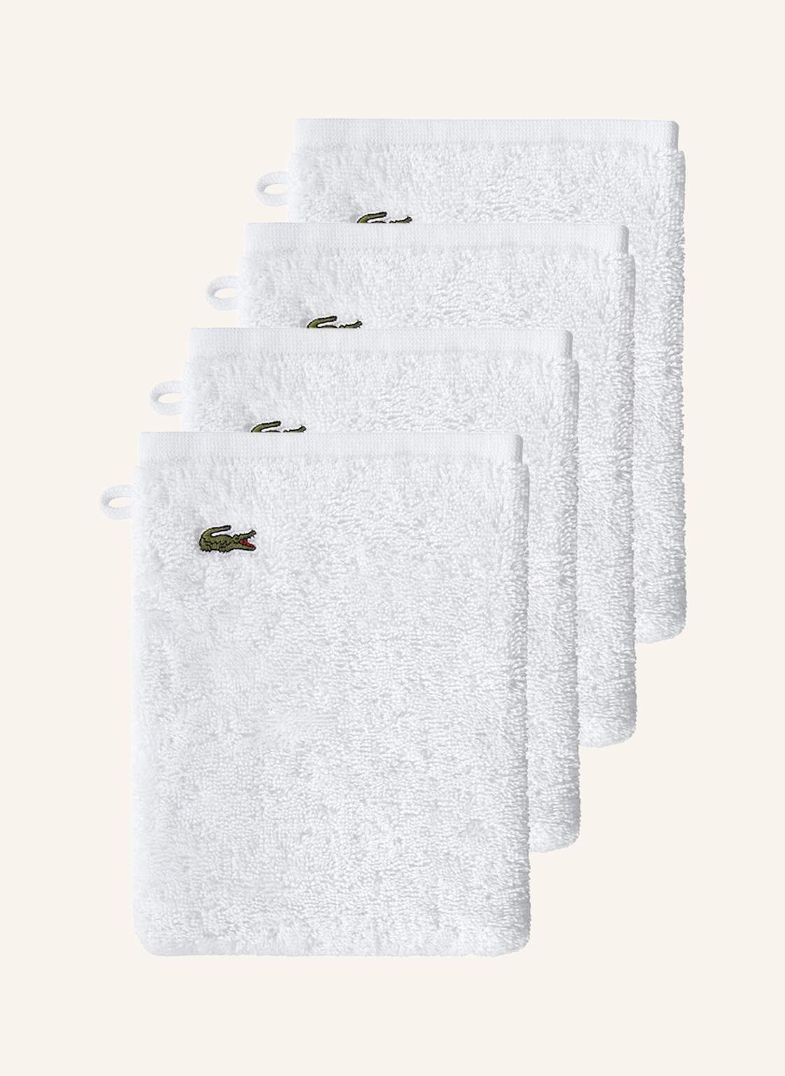 Lacoste Waschhandschuh 4er Set Llecroco weiss von Lacoste