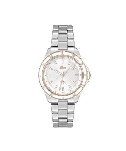 Lacoste Analog Quarzuhr für Damen Kollektion Santorini mit Silbernes Edelstahlarmband - 2001370 von Lacoste