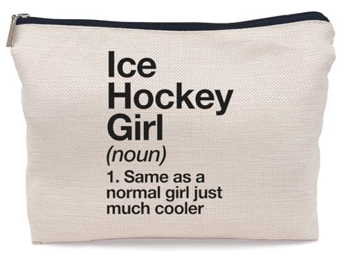 Lacosu Inspirierende Zitate Eishockey Definition Sport Eishockey Mädchen Make-up Tasche Fall Reißverschluss Reise Toilettenartikel, Eishockey Mädchen Make-up Tasche Kosmetiktasche Geschenke für von Lacosu