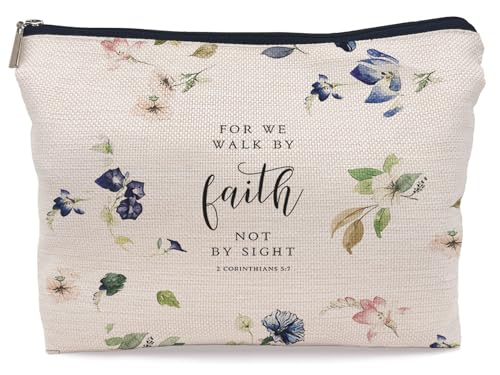 Lacosu Kosmetiktasche mit Bibelschrift 1 Korinther 5:7 für mich Walk by Faith not by Sight, florale Make-up-Tasche, christliche, religiöse Kosmetiktasche, Geschenke für christliche Frauen und Mädchen Lacosu Kosmetiktasche mit Bibelschrift 1 Korinther 5:7 für mich Walk by Faith not by Sight, florale Make-up-Tasche, christliche, religiöse Kosmetiktasche, Geschenke für christliche Frauen und Mädchen von Lacosu