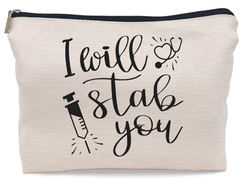 Lacosu Schwarze Make-up-Tasche für Krankenschwestern, Geschenk für Krankenschwestern, Geschenk für Krankenschwestern, lustiges Geschenk für Krankenschwestern, kleine Kosmetiktasche für Geldbörse von Lacosu