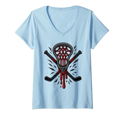 Damen Lacrosse Sticks Crossen, Lacrosse-Spieler T-Shirt mit V-Ausschnitt Damen Lacrosse Sticks Crossen, Lacrosse-Spieler T-Shirt mit V-Ausschnitt von Lacrosse Player Sports Gear