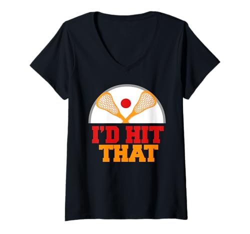 Damen Ich Treff Das Gerne Lustiger Lacrosse Witz Fan T-Shirt mit V-Ausschnitt Damen Ich Treff Das Gerne Lustiger Lacrosse Witz Fan T-Shirt mit V-Ausschnitt von Lacrosse Stock Sportspieler Humor Stil