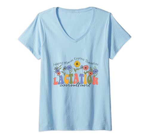 Damen Stillberater Stillberater Pädagoge Lactatio T-Shirt mit V-Ausschnitt Damen Stillberater Stillberater Pädagoge Lactatio T-Shirt mit V-Ausschnitt von Lactation Consultant Shirt, Lactation Counselor Ed