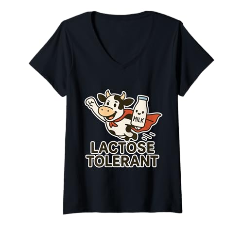 Damen Laktosetolerant T-Shirt mit V-Ausschnitt Damen Laktosetolerant T-Shirt mit V-Ausschnitt von Lactose Tolerant 365