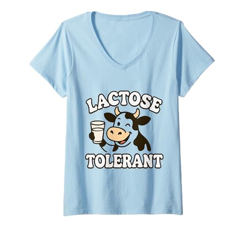 Damen Laktosetolerant für Männer, Frauen, Kinder T-Shirt mit V-Ausschnitt Damen Laktosetolerant für Männer, Frauen, Kinder T-Shirt mit V-Ausschnitt von Lactose Tolerant