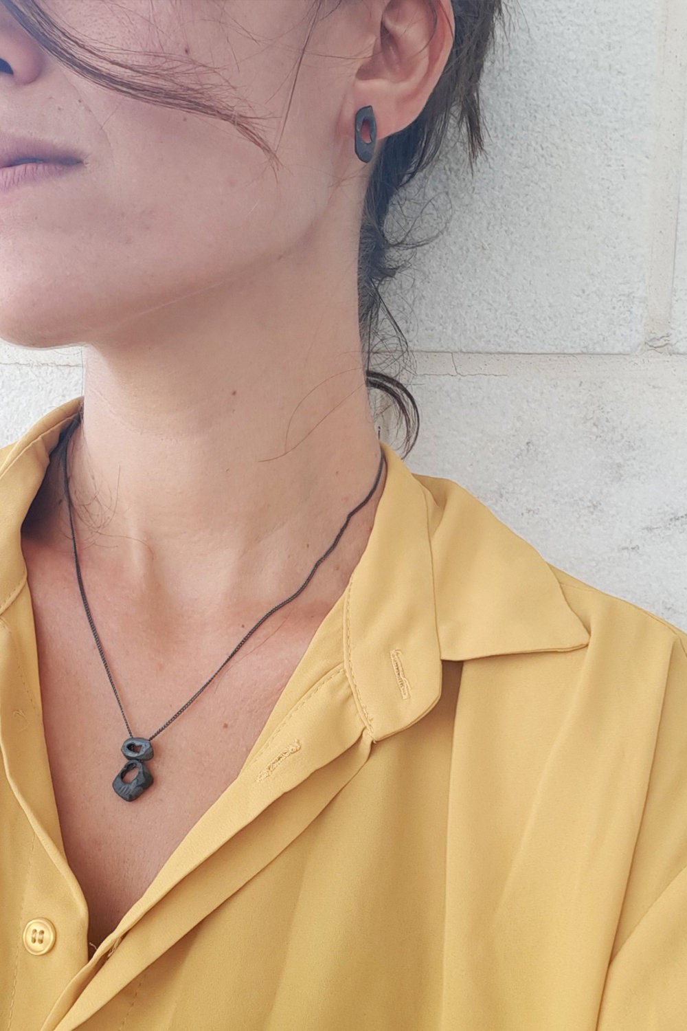 Einzigartige Anhänger Halskette Schwarze Oxidierte Silber Coole Statement Alltags Lacuna Jewelry von LacunaJewelry