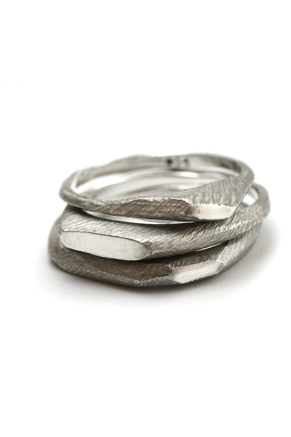 Stapelringe Aus Silber Rohsilberringe Ringe in Sets Zierliche Strukturierte Natürliche von LacunaJewelry