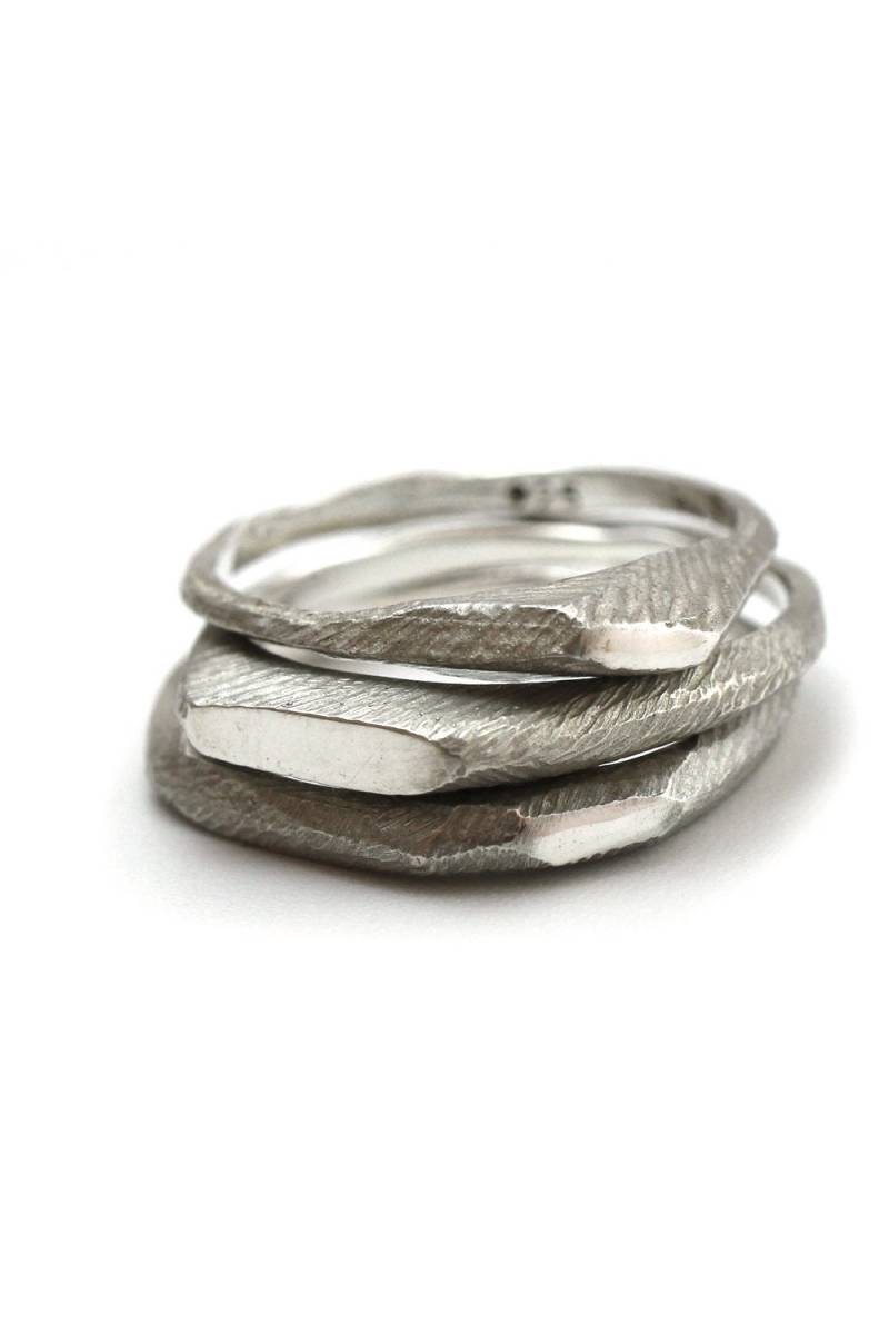 Stapelringe Aus Silber Rohsilberringe Ringe in Sets Zierliche Strukturierte Natürliche von LacunaJewelry