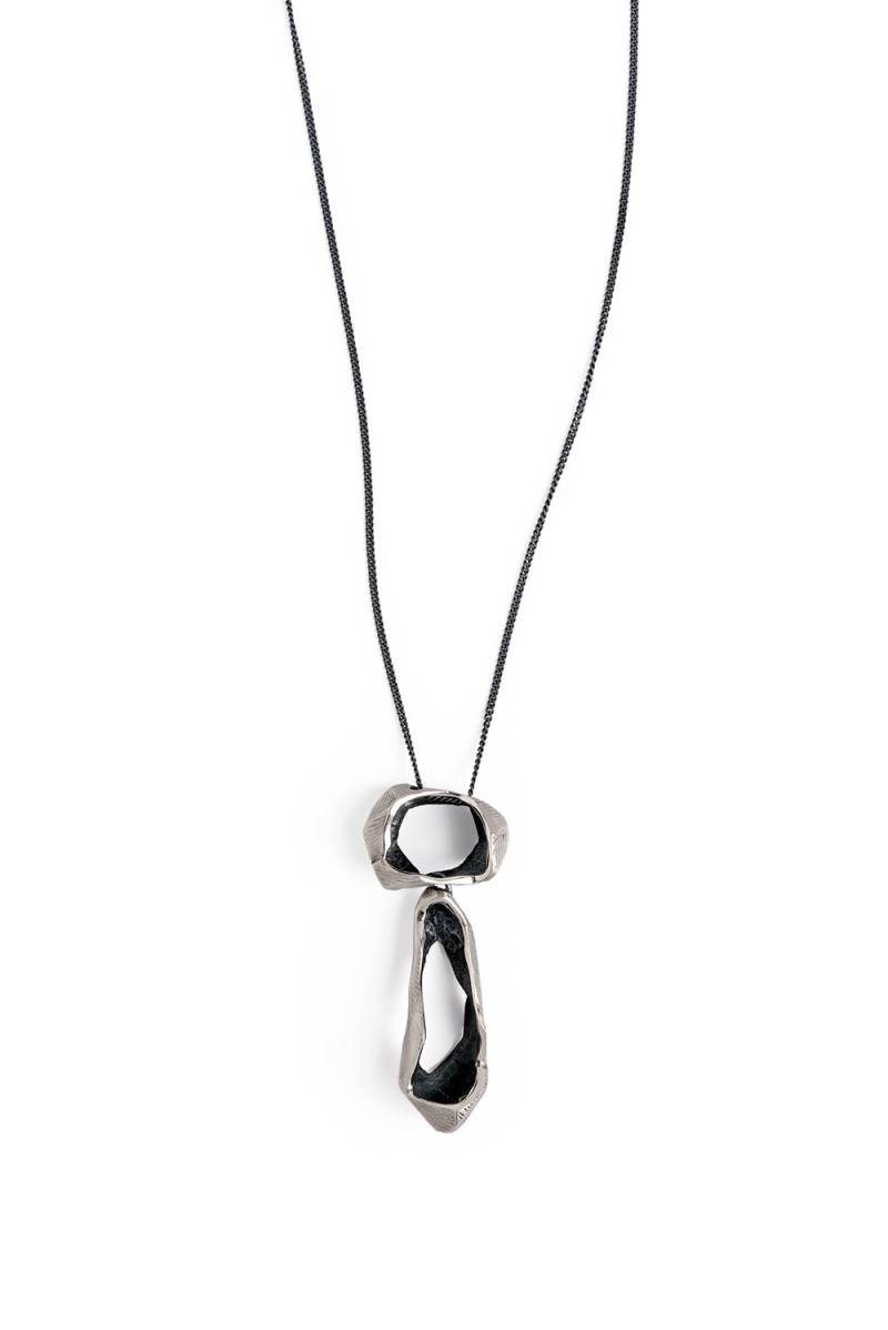 statement Silberkette Chunky Halskette Handgemachte Rock Natur Einzigartige Große Anhänger Robuste Rohe Freeform von LacunaJewelry