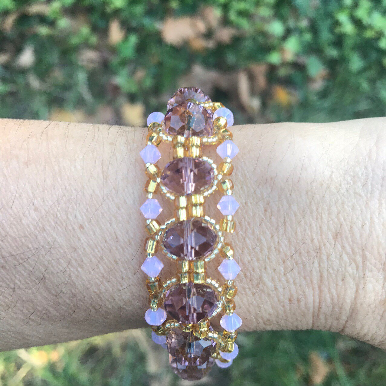 Armband Swarovski, Perlen Armband, Handgemacht, Gewebt, Kristall, Rosa Geschenk Für Ihren Armreif von Lacydesighns