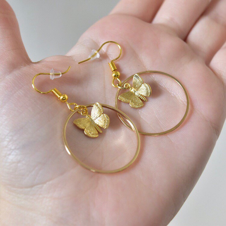 Goldene Messing Creolen Schmetterlinge Boho Sommer Schmuck von Lacydesighns