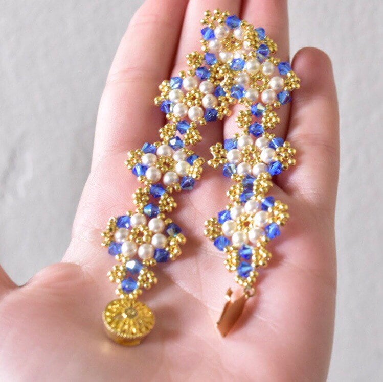 Swarovski Crystal Pearl Armband Woven Saphir Brautschmuck von Lacydesighns