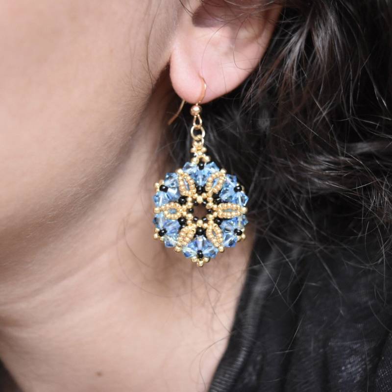 Swarovski Kristall Ohrringe Handgewebtes Art Deco Style von Lacydesighns