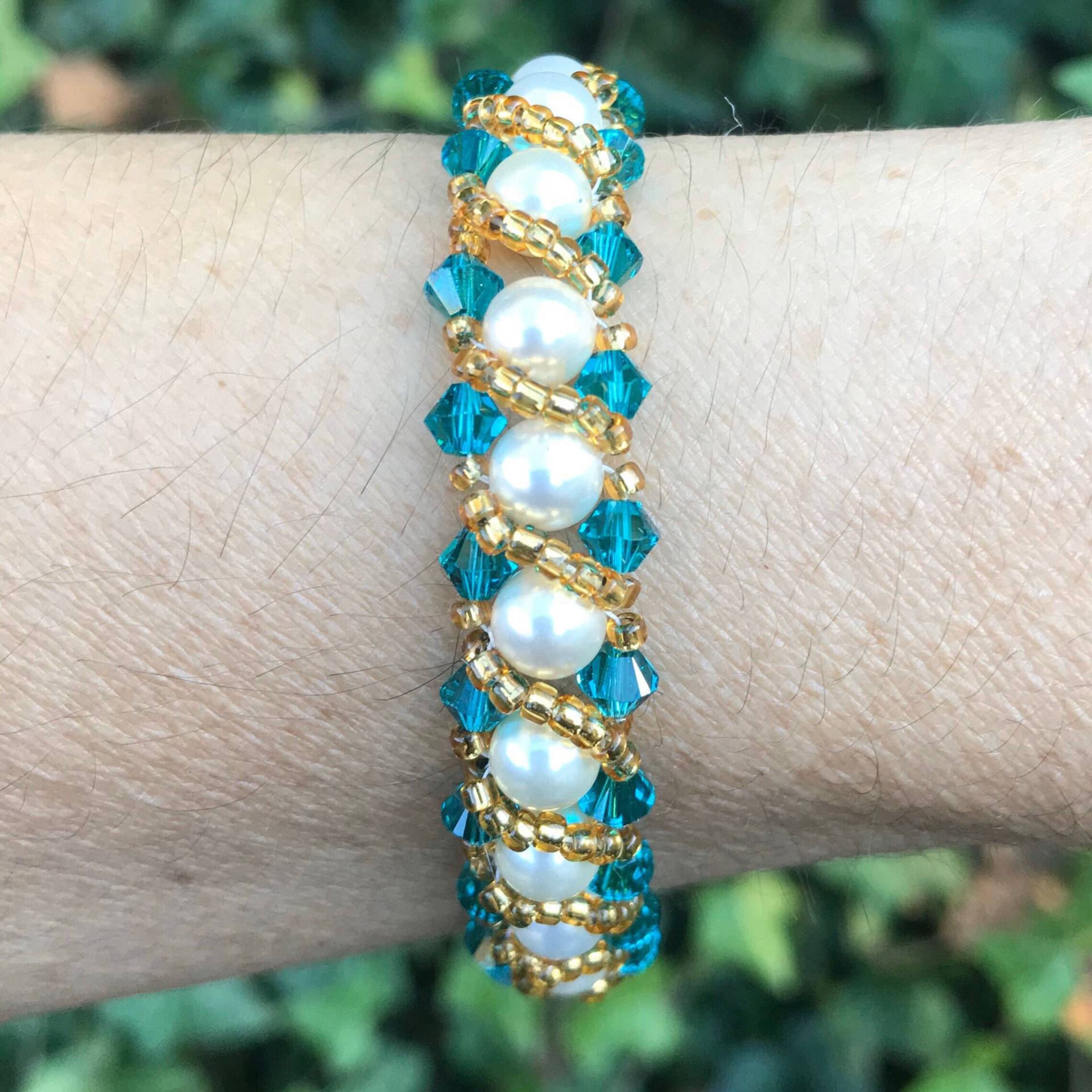 Swarovski Kristallperlen Armband Spiral Stitch Jewelry von Lacydesighns