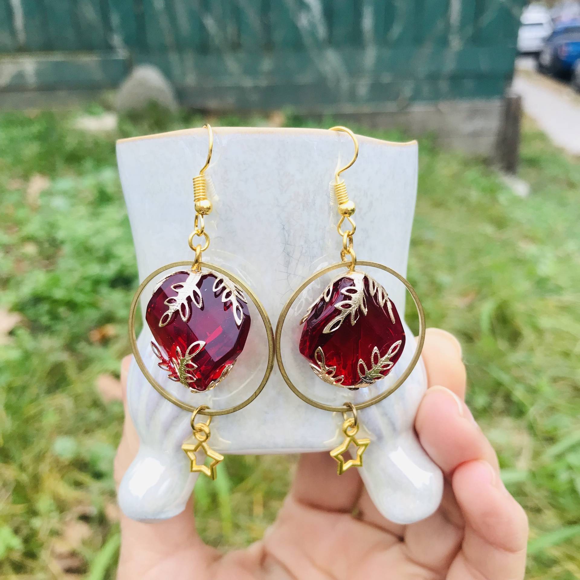 Weihnachtsohrringe, Rote Ohrringe, Baumeln Und Tropfen Geschenk Für Sie, Jetzt Populär, Valentins Ohrringe von Lacydesighns