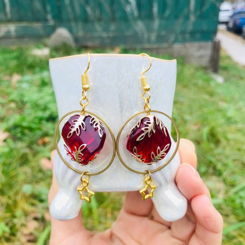 Weihnachtsohrringe, Rote Ohrringe, Baumeln Und Tropfen Geschenk Für Sie, Jetzt Populär, Valentins Ohrringe von Lacydesighns