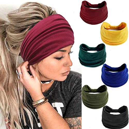 LadayPoa Stirnbänder Damen Frauen Breites Haarband Einfarbig Sport Yoga Kopfwickel Haarbänder Elastische Haarschmuck（6 Farben） von LadayPoa