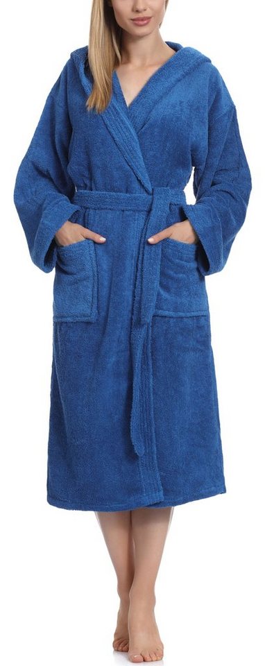 Ladeheid Bademantel Damen Frottee Bademantel aus 100% Baumwolle LA40-193, Langform, Baumwolle, Kapuze von Ladeheid