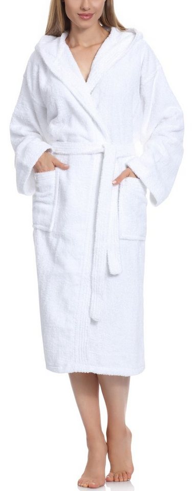 Ladeheid Bademantel Damen Frottee Bademantel aus 100% Baumwolle LA40-193, Langform, Baumwolle, Kapuze von Ladeheid