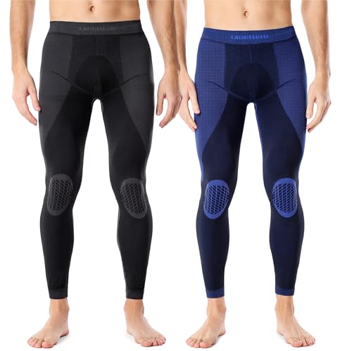 Ladeheid 2er Pack Lange Unterhosen Herren Thermounterwäsche Thermoaktiv Leggings Männer LAGI002 (2er Pack Graphite/Marineblau, M) von Ladeheid