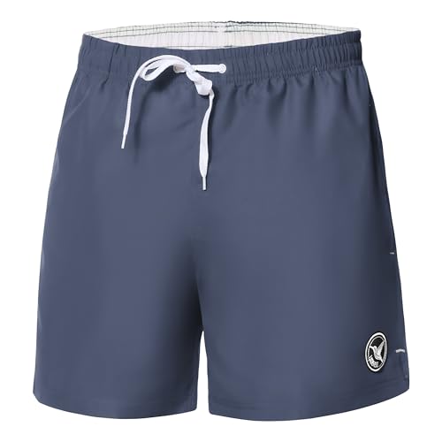Ladeheid Badehose Herren Bequeme Badeshorts Kurz mit Seitentaschen und Schnürchen, Badeshorts Herren mit Netzfütterung, Perfekt für Sommer, Strand und Schwimmbad – LA40-198 (Dunkeljeans, S) von Ladeheid