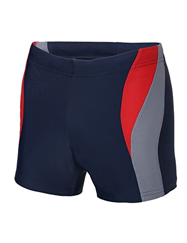 Ladeheid Badehose Herren kurz Boxershorts Bademode für Herren zum Strand und zum Schwimmbad komfortable und Bequeme Badehose eng LA40-255 (Marineblau/Rot/Grau, S) von Ladeheid