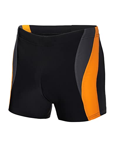 Ladeheid Badehose Herren kurz Boxershorts Bademode für Herren zum Strand und zum Schwimmbad komfortable und Bequeme Badehose eng LA40-255 (Schwarz/Graphite/Orange, 6XL) von Ladeheid