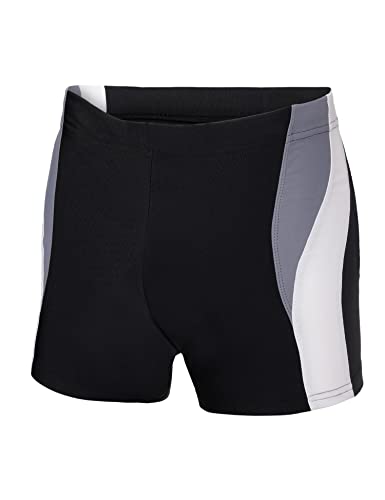 Ladeheid Badehose Herren kurz Boxershorts Bademode für Herren zum Strand und zum Schwimmbad komfortable und Bequeme Badehose eng LA40-255 (Schwarz/Grau/Weiß, S) von Ladeheid
