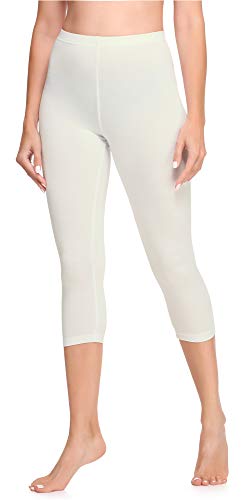 Ladeheid Damen 3/4 Leggings aus Baumwolle LA40-132 (Ecru, L) von Ladeheid