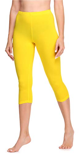 Ladeheid Damen 3/4 Leggings aus Baumwolle LA40-132 (Gelb, L) von Ladeheid