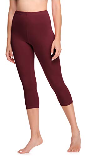 Ladeheid Damen 3/4 Leggings aus Baumwolle LA40-132 (Weinrot, L) von Ladeheid