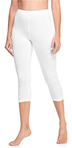 Ladeheid Damen 3/4 Leggings aus Baumwolle LA40-132 (Weiß, L) von Ladeheid