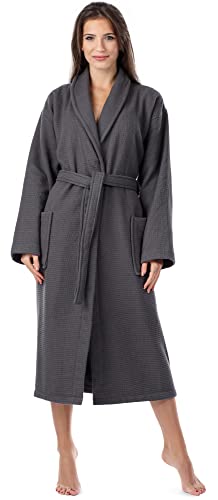 Ladeheid Damen Frottee Bademantel aus 100% Baumwolle Waffelpiqué LA40-227 (Graphite (D07), S) von Ladeheid