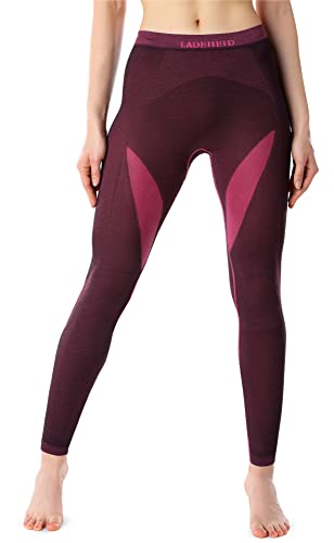 Ladeheid Damen Winter Funktionsunterwäsche Thermounterwäsche Skiunterwäsche Lange Unterhose Thermoaktiv LAGI005 (Schwarz/Rosa, L) von Ladeheid