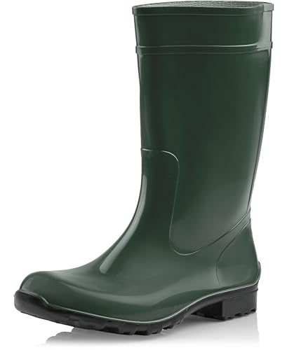 Ladeheid Damen Gummistiefel 100% Wasserdticht Regenstiefel Damen LA-967 (Flaschengrün/Schwarz, 37 EU) von Ladeheid