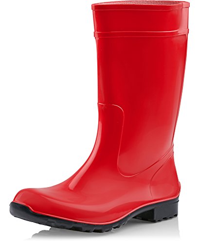 Ladeheid Damen Gummistiefel 100% Wasserdticht Regenstiefel Damen LA-967 (Rot/Schwarz, 36 EU) von Ladeheid