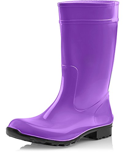 Ladeheid Damen Gummistiefel 100% Wasserdticht Regenstiefel Damen LA-967 (Violett/Schwarz, 36 EU) von Ladeheid