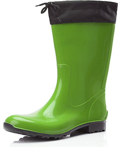 Ladeheid Gummistiefel Damen mit Stulpe Wasserdicht Regenstiefel für Jede Jahreszeit LA-968(Grün/Schwarz, 37 EU) von Ladeheid
