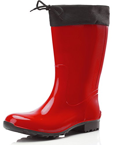 Ladeheid Gummistiefel Damen mit Stulpe Wasserdicht Regenstiefel für Jede Jahreszeit LA-968(Rot/Schwarz, 36 EU) von Ladeheid