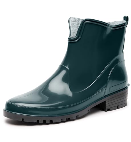 Ladeheid Gummistiefel Damen Kurz Wasserdicht Damenschuhe Elegant und Bequem LA-930 (Dunkelgrün, 38 EU) von Ladeheid