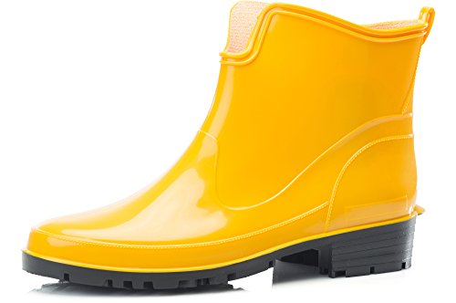 Ladeheid Gummistiefel Damen Kurz Wasserdicht Damenschuhe Elegant und Bequem LA-930 (Gelb, 36 EU) von Ladeheid