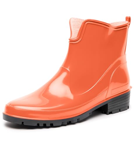 Ladeheid Gummistiefel Damen Kurz Wasserdicht Damenschuhe Elegant und Bequem LA-930 (Orange, 37 EU) von Ladeheid