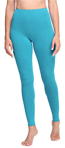 Ladeheid Leggings Damen aus Baumwolle Bequeme und Lange Leggins für Frauen für Frühling Sommer Herbst Winter Saison LA40-133 (Dunkeltürkis, L) von Ladeheid