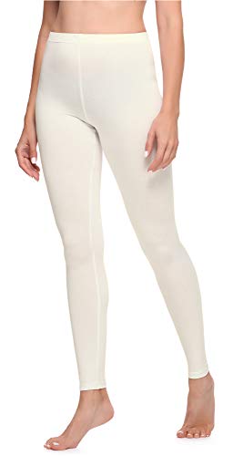 Ladeheid Leggings Damen aus Baumwolle Bequeme und Lange Leggins für Frauen für Frühling Sommer Herbst Winter Saison LA40-133 (Ecru, XXL) von Ladeheid