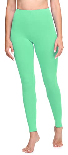 Ladeheid Leggings Damen aus Baumwolle Bequeme und Lange Leggins für Frauen für Frühling Sommer Herbst Winter Saison LA40-133 (Minze, XL) von Ladeheid