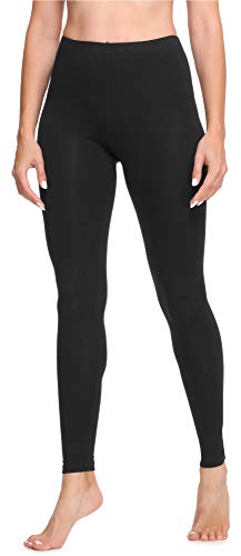 Ladeheid Leggings Damen aus Baumwolle Bequeme und Lange Leggins für Frauen für Frühling Sommer Herbst Winter Saison LA40-133 (Schwarz, 3XL) von Ladeheid