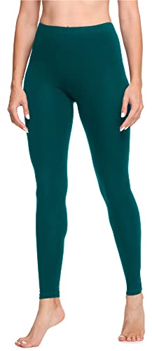 Ladeheid Leggings Damen aus Baumwolle Bequeme und Lange Leggins für Frauen für Frühling Sommer Herbst Winter Saison LA40-133 (Smaragdgrün, S) von Ladeheid