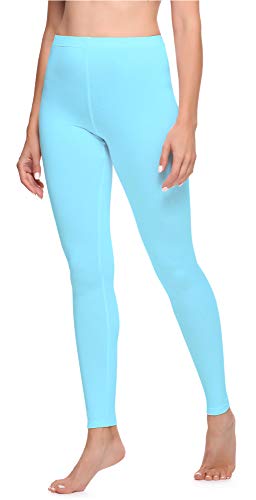 Ladeheid Leggings Damen aus Baumwolle Bequeme und Lange Leggins für Frauen für Frühling Sommer Herbst Winter Saison LA40-133 (Türkis, M) von Ladeheid