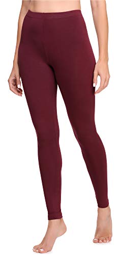 Ladeheid Leggings Damen aus Baumwolle Bequeme und Lange Leggins für Frauen für Frühling Sommer Herbst Winter Saison LA40-133 (Weinrot, S) von Ladeheid